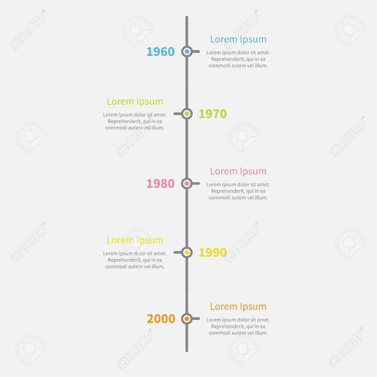 カラーのテキストとタイムライン縦インフォ グラフィック テンプレートです フラットなデザイン スタイル ベクトル図のイラスト素材 ベクタ Image