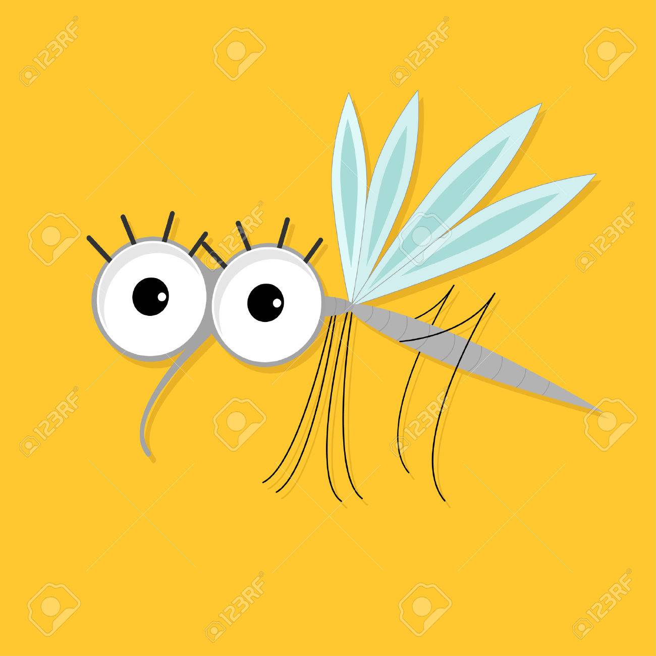 Moustique Bande Dessinee Mignonne De Caractere Drole Collection D Insectes Bebe Illustration Fond Jaune Design Plat Vecteur Clip Art Libres De Droits Vecteurs Et Illustration Image