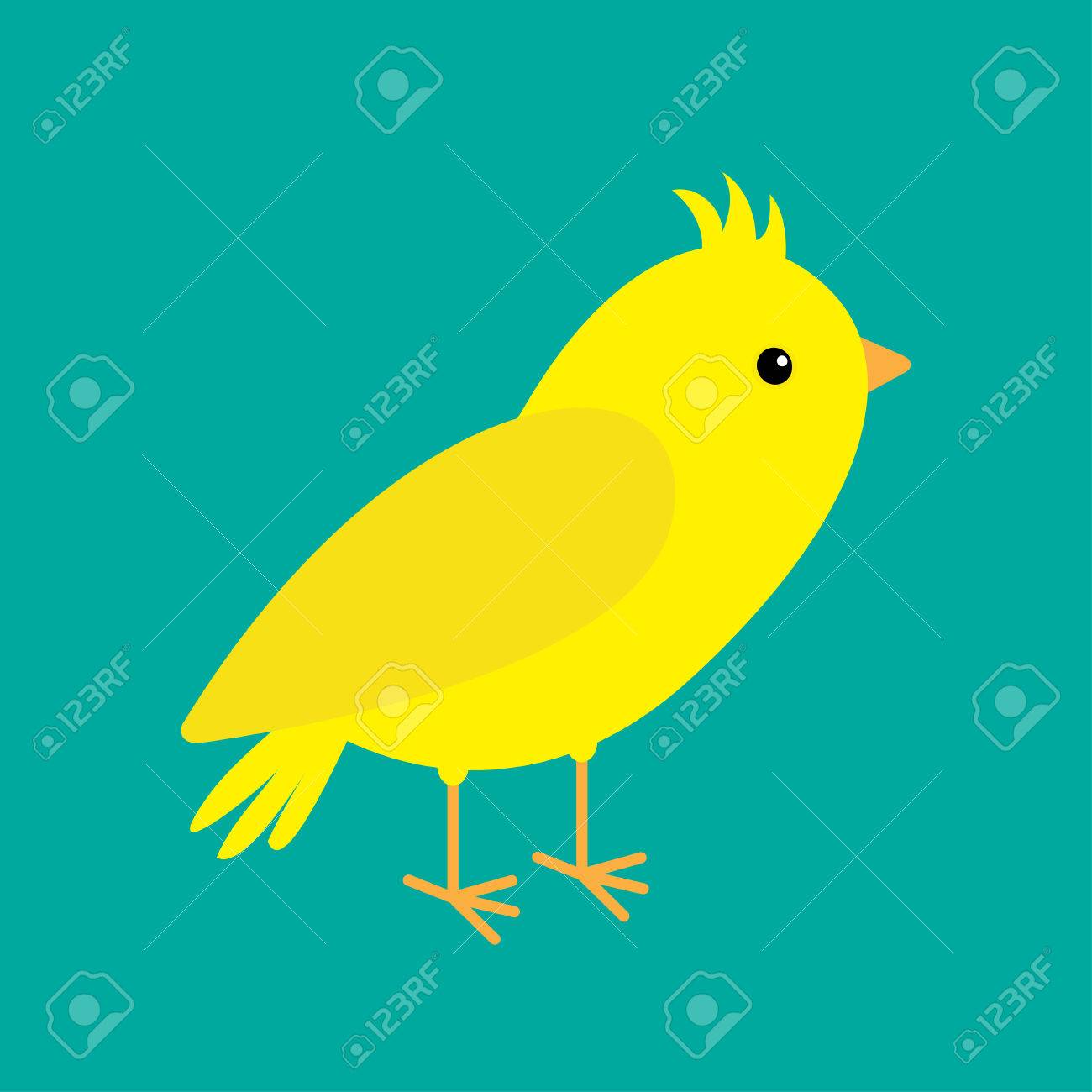 カナリア鳥 黄色の羽 緑の背景 フラットなデザイン スタイル ベクトル図のイラスト素材 ベクタ Image 54587597