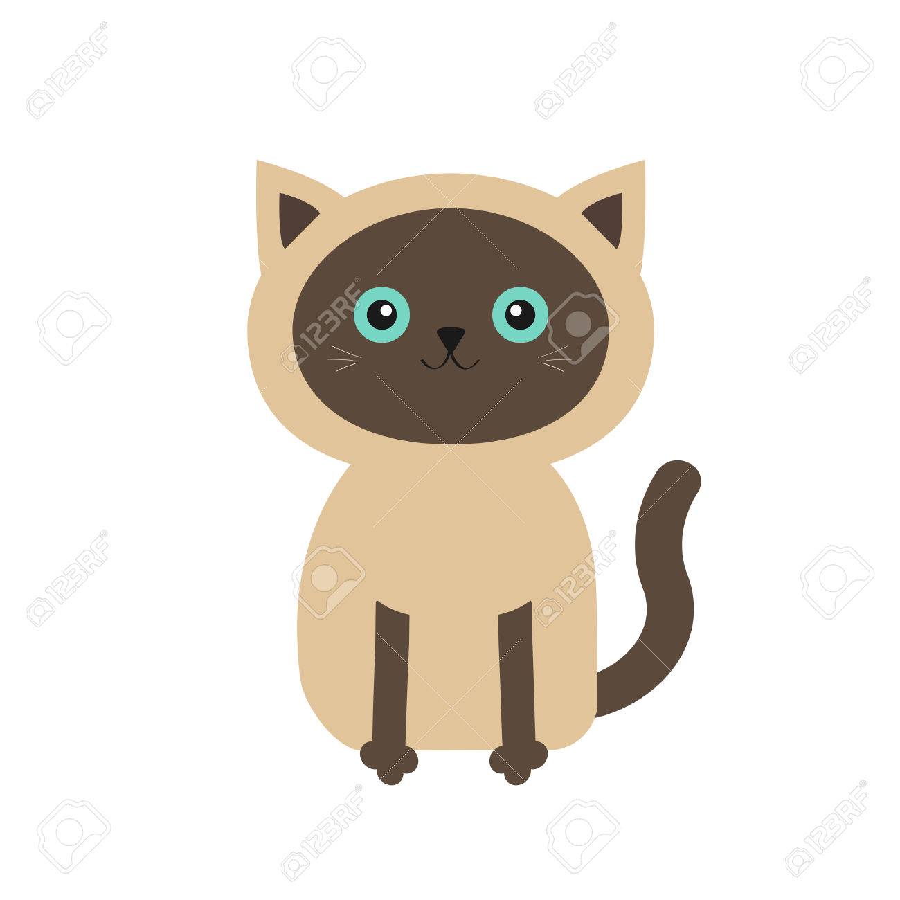 フラットなデザイン スタイルのシャム猫 かわいい漫画のキャラクター 青い目をした幸せな猫 白い背景 分離されました 図 のイラスト素材 ベクタ Image フラットなデザイン スタイルのシャム猫 かわいい漫画のキャラクター 青い目をした幸せな猫 白い背景 分離されました 図 のイラスト素材 ベクタ Image