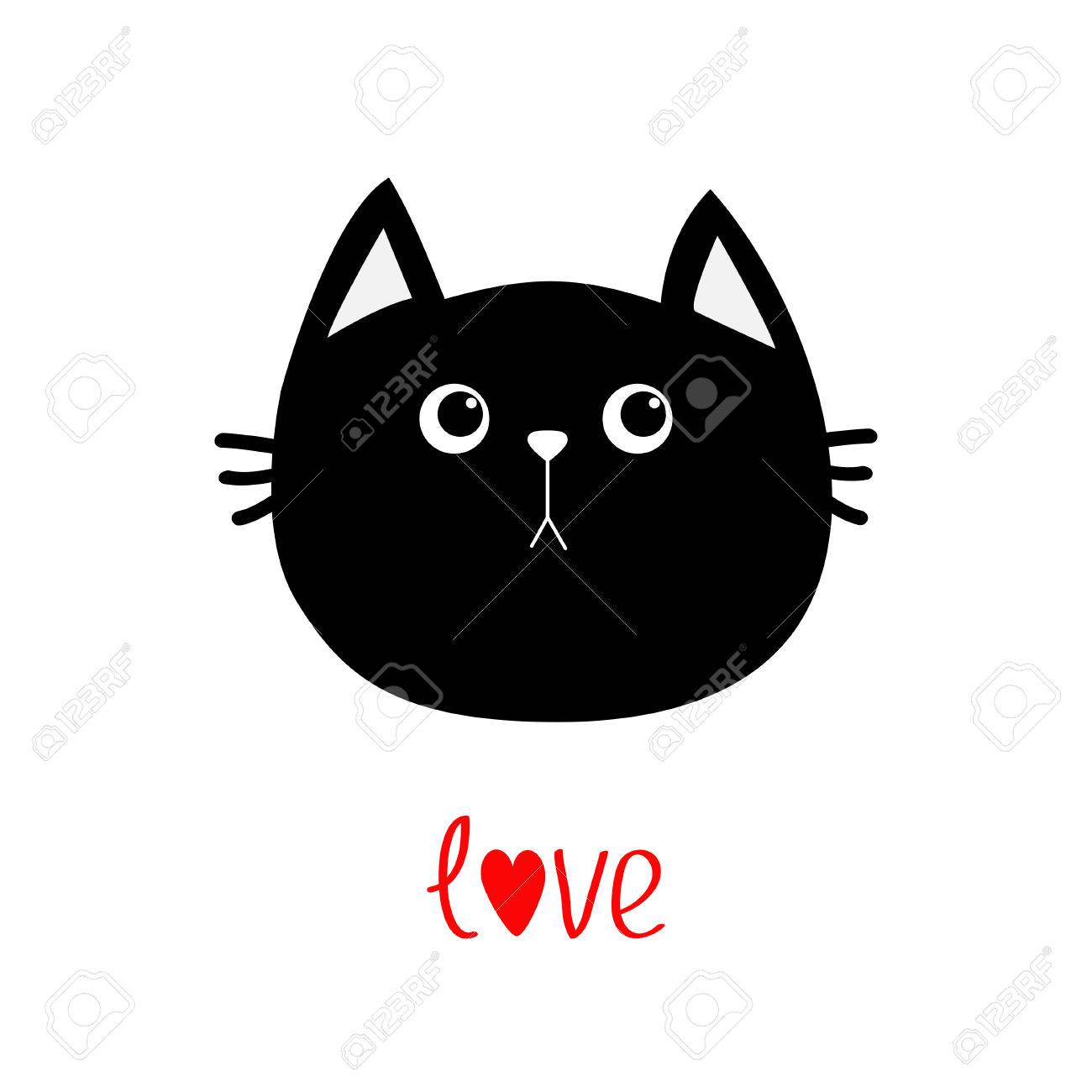 Black Cat Head Icon Cute Funny Cartoon Character Royalty Free Cliparts Vectors And Stock Illustration Image