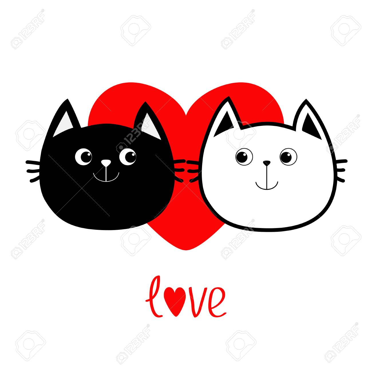 Noir Blanc Contour Chat Tete D Une Icone Couple Famille Clip Art Libres De Droits Vecteurs Et Illustration Image