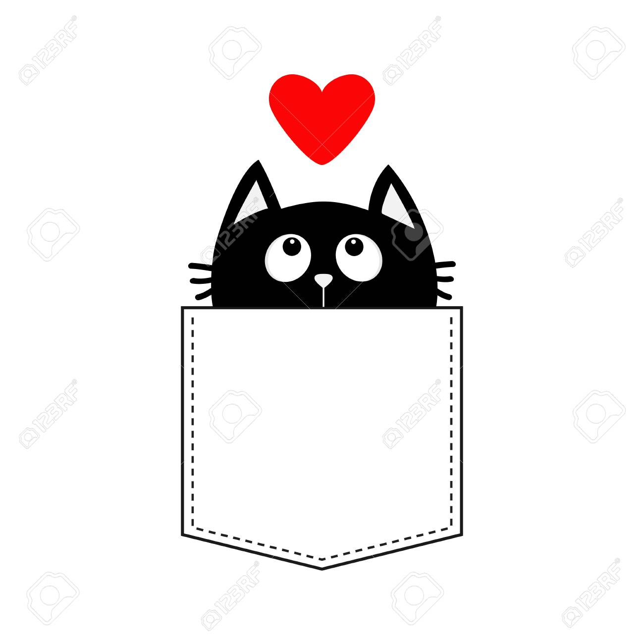 Baixe Carta de Jogo de Gato Preto Cartoon Brincalhão com Coração Vermelho  PNG - Creative Fabrica