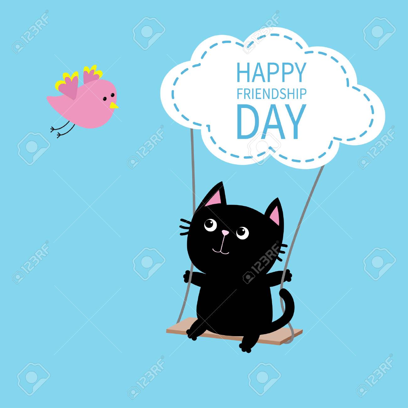 幸せな友情日 猫に乗ってスイング 雲の形 飛んでいる鳥 かわいい漫画のキャラクター かわいい赤ちゃんペット コレクション 永遠の友達 フラットなデザイン 面白い子供スタイル 青い空を背景ベクトルのイラスト素材 ベクタ Image 幸せな友情日 猫に乗ってスイング 雲の形 飛んでいる鳥 かわいい漫画のキャラクター かわいい赤ちゃんペット コレクション 永遠の友達 フラットなデザイン 面白い子供スタイル 青い空を背景ベクトルのイラスト素材 ベクタ Image