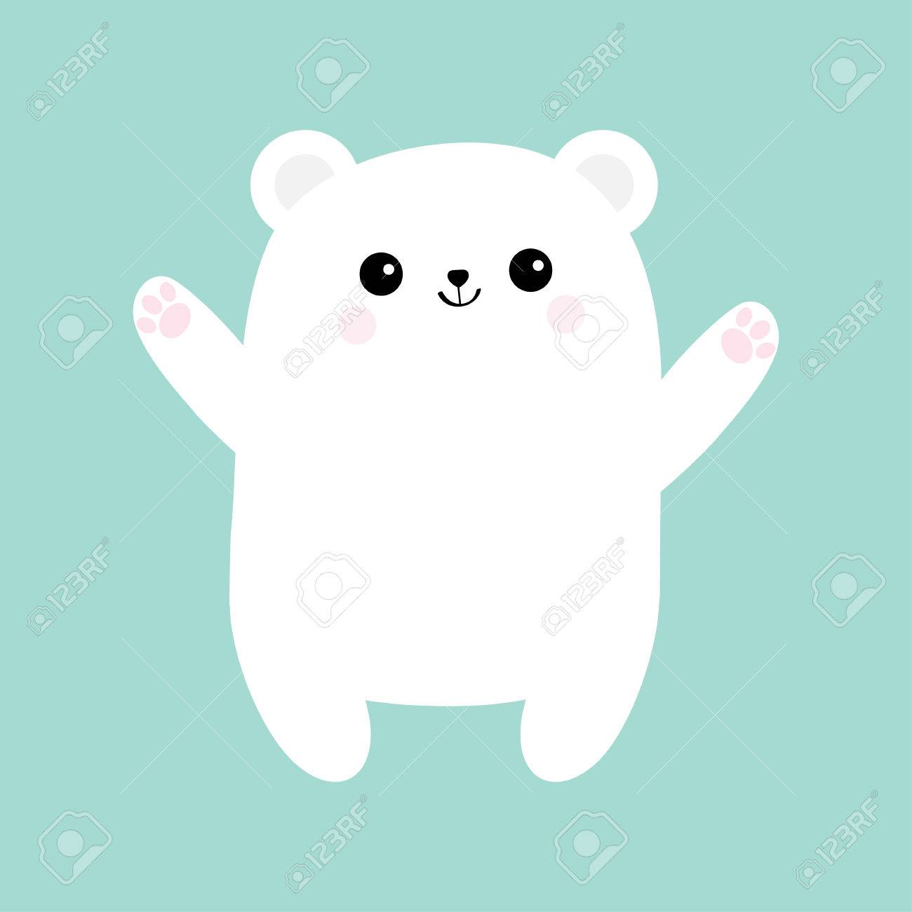 Petit Ours Blanc Polaire Atteindre Un Calin Icone De Personnage Bebe Dessin Anime Mignon Main Ouverte Prete Pour Un Calin Clip Art Libres De Droits Vecteurs Et Illustration Image