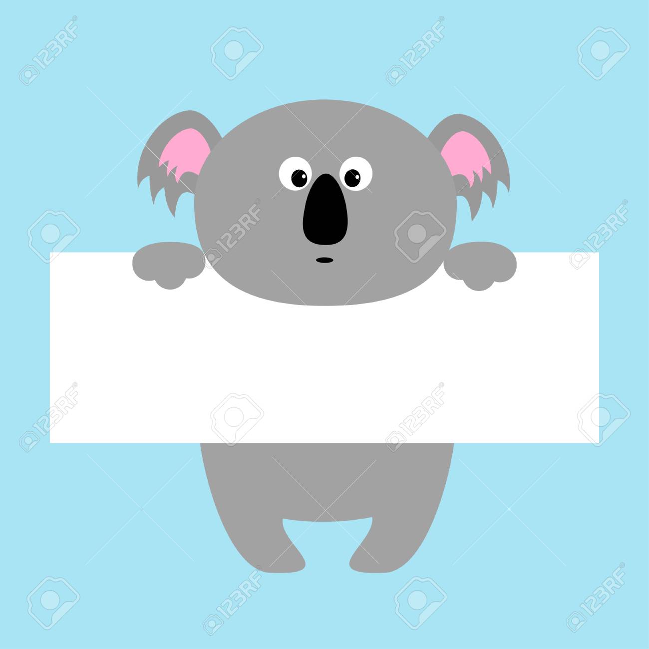 funny koala hanging on paper board template cute cartoon character