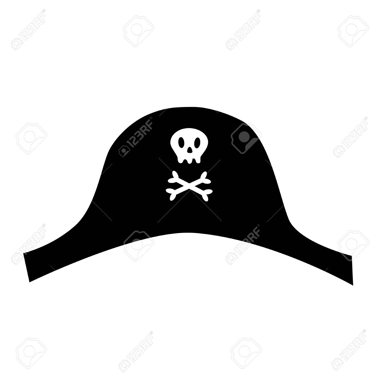 pirate black hat icon with skull crossbones cute cartoon style