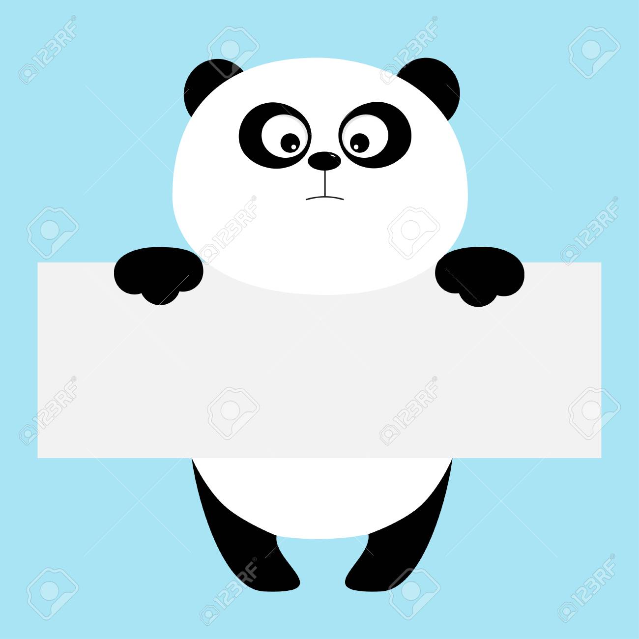 funny panda bear hanging on paper board template royalty free