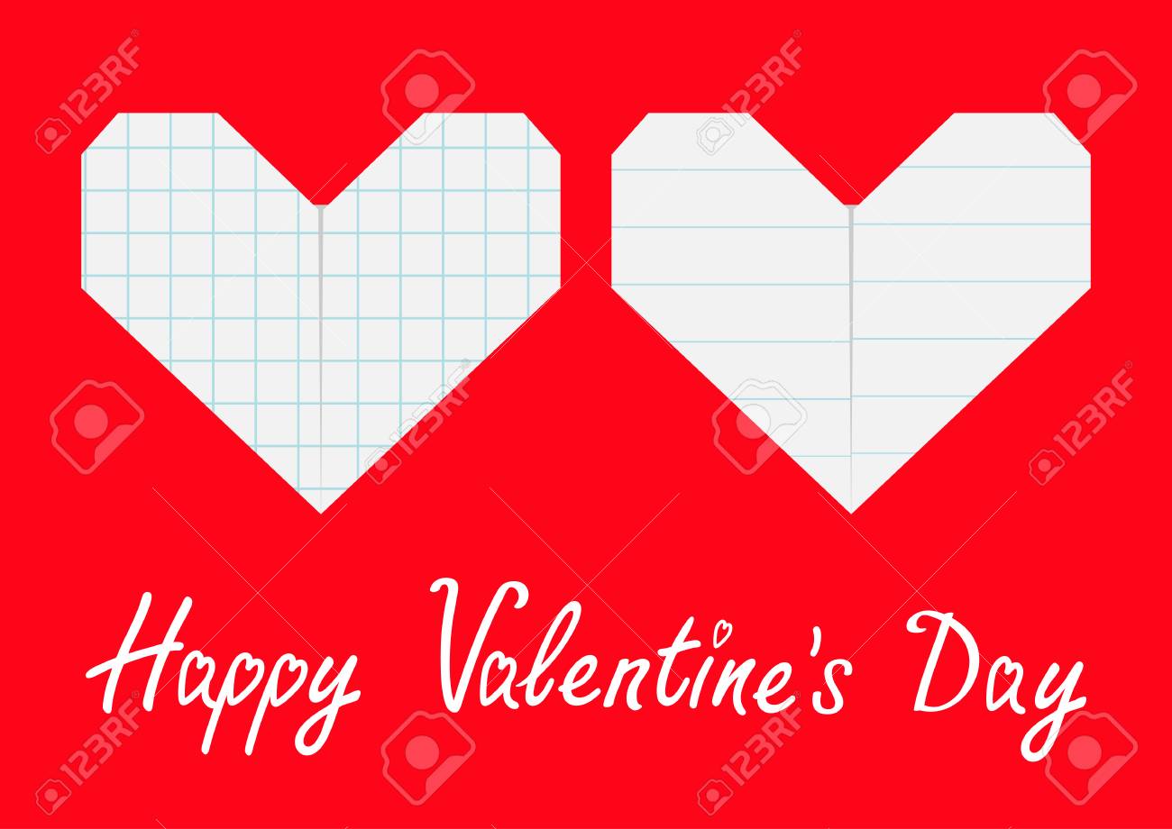 pic How To Fold A Paper Heart With Notebook Paper happy valentines day sign symbol notebook squared lined paper