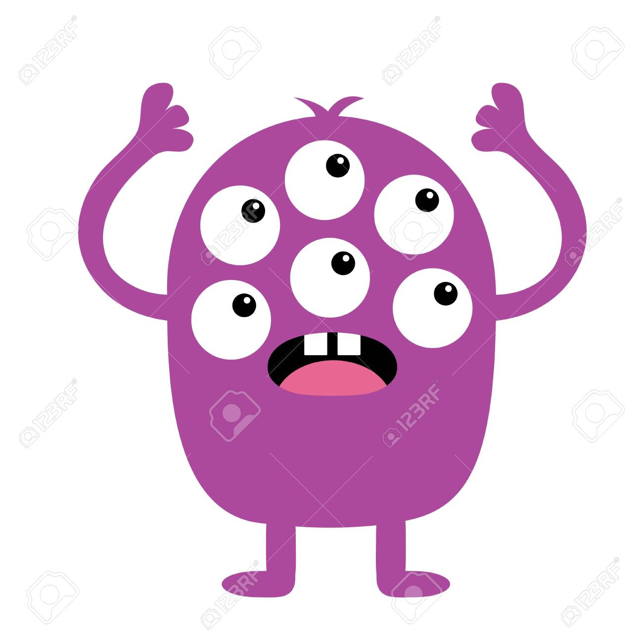 Monster Violet Silhouette. Cute Cartoon Kawaii Scary Funny Character. Baby Collection. Many Eyes, Tooth Tongue, Hands Up. White Background. Isolated. Happy Halloween. Flat Design. Vector Illustration Royalty Free SVG, Cliparts, Vectors, And Monster Violet Silhouette. Cute Cartoon Kawaii Scary Funny Character. Baby Collection. Many Eyes, Tooth Tongue, Hands Up. White Background. Isolated. Happy Halloween. Flat Design. Vector Illustration Royalty Free SVG, Cliparts, Vectors, And