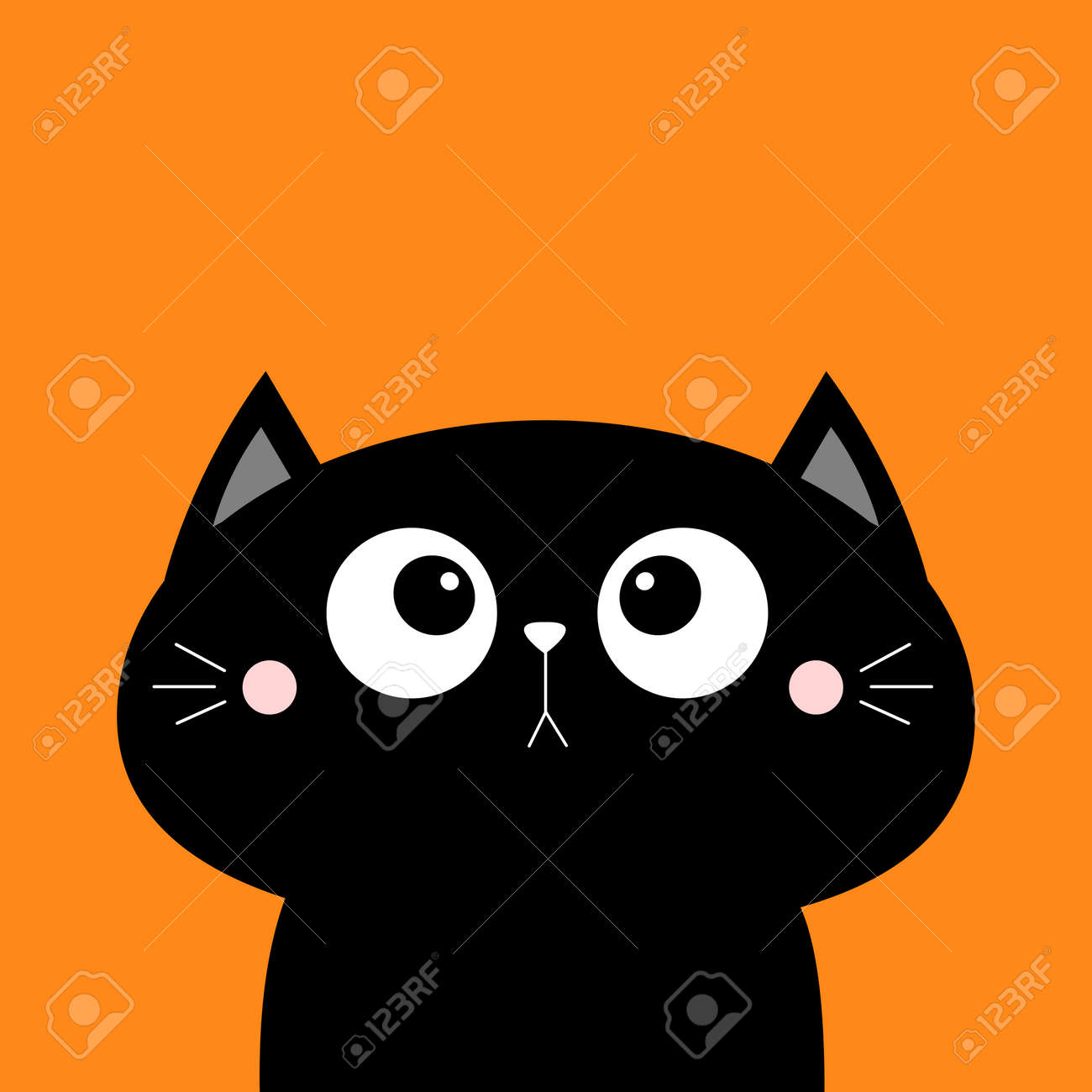 Black Cat Round Face Icon. Cute Cartoon Funny Character. Kawaii Kitten Baby  Animal. Love Greeting Card. Flat Design Style Stock Vector - Illustration  of look, card: 169954090