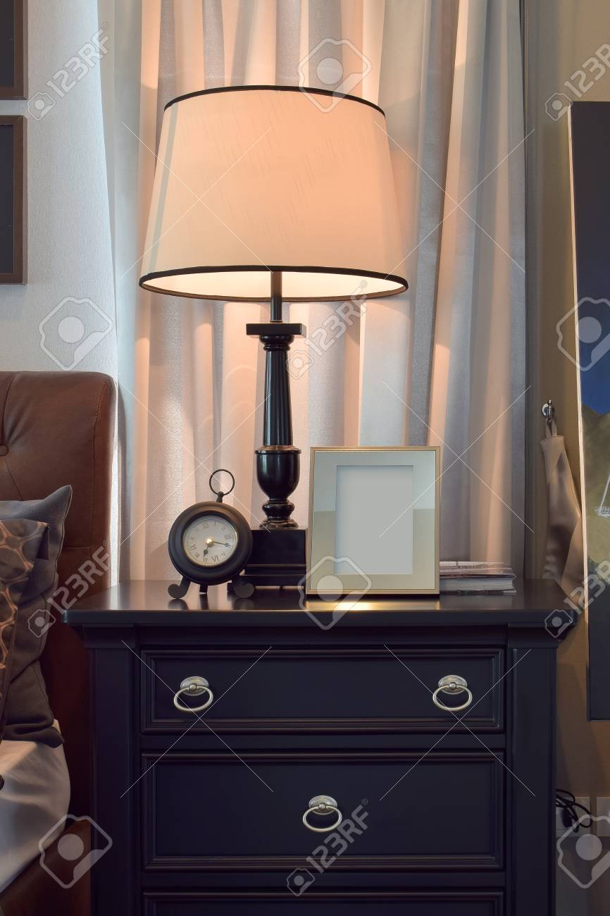 Cozy Bedroom Interior With Pillows And Reading Lamp On Bedside Stock Photo Picture And Royalty Free Image Image 72062179