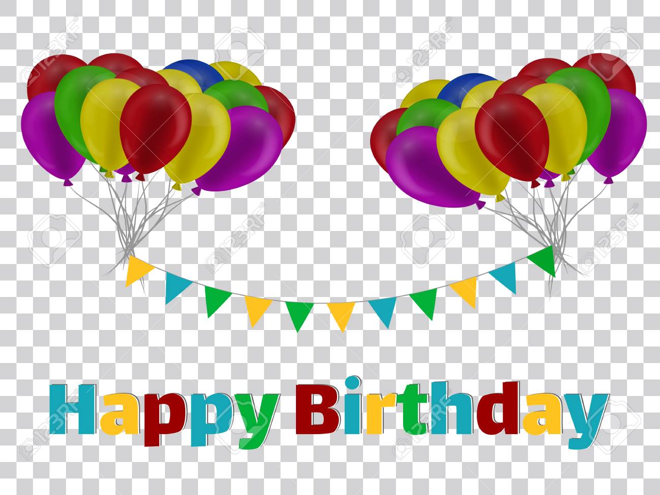glossy balloons happy birthday set isolated on transparent happy birthday no background