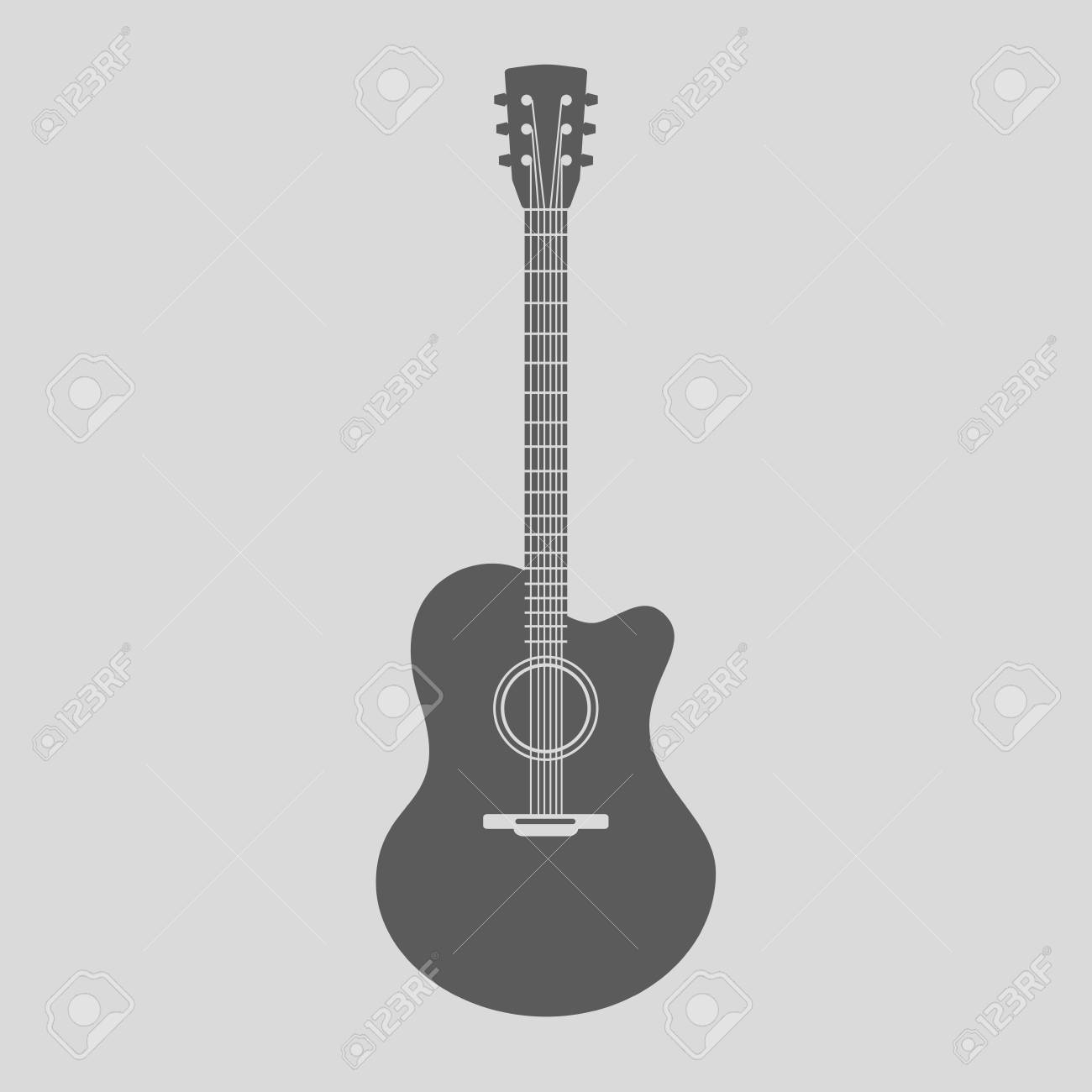 vector acoustic guitar icon gray sign with guitar silhouette