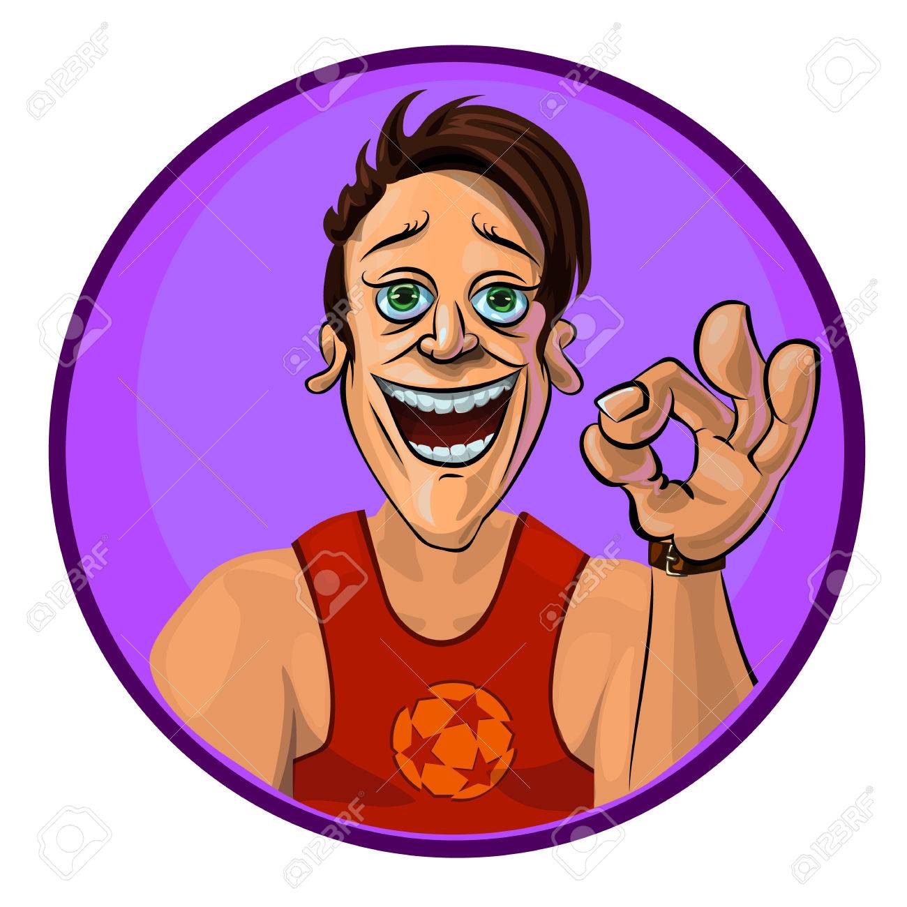 Vector Illustration Of Smiling Sport Trainer Showing Ok Sign Made In Comic Cartoon Style Royalty Free Cliparts Vectors And Stock Illustration Image