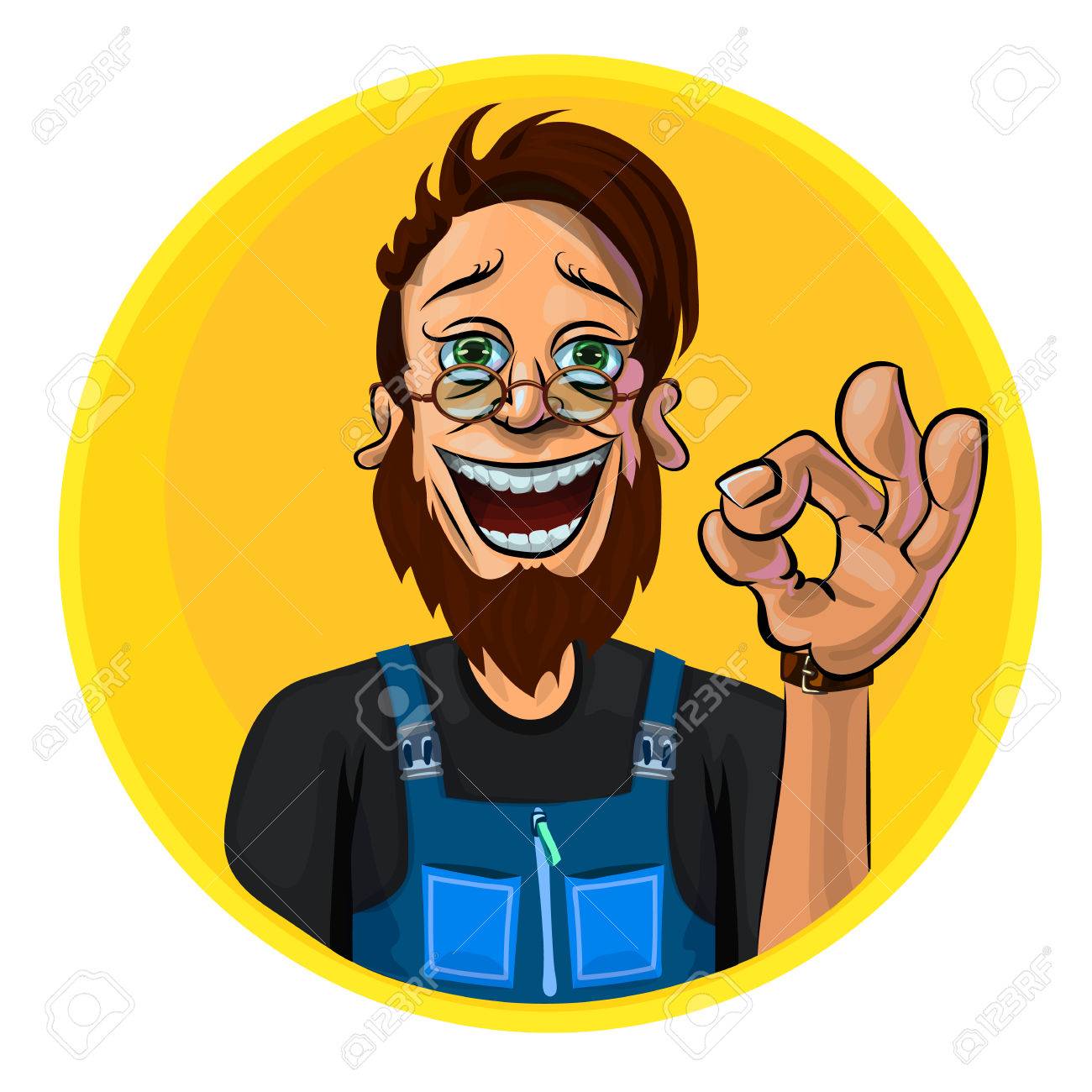 Ok のジェスチャーを示す職人のベクター イラストです コミック漫画のスタイルを作った のイラスト素材 ベクタ Image 5070