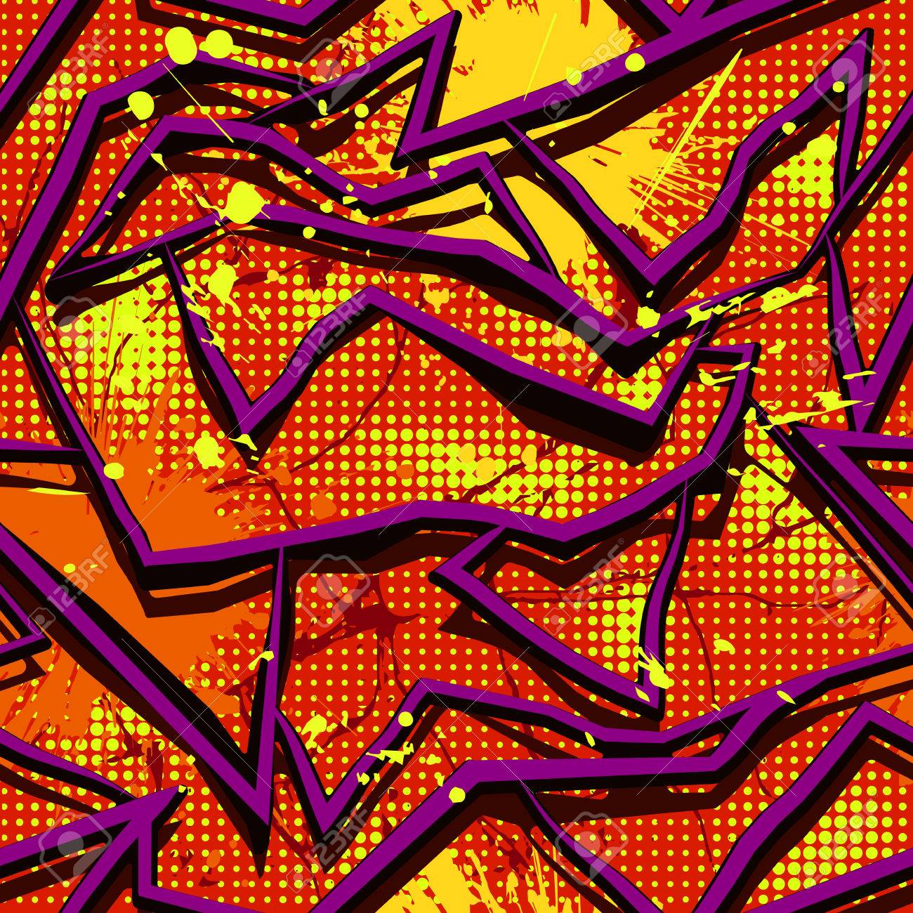 Abstract Seamless Pattern In Urban Style Bright Colored Vector Background With Graffiti Motives Geometrical Abstract Seamless Pattern In Urban Style Bright Colored Vector Background With Graffiti Motives Geometrical