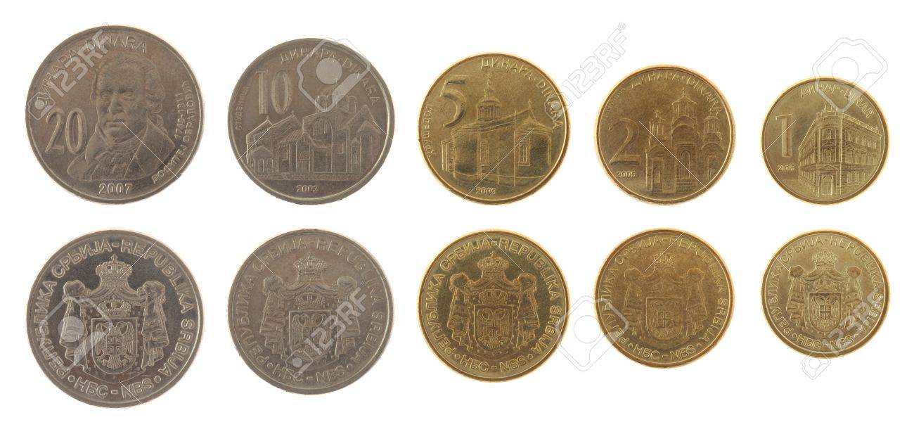 白で隔離されるセルビアのディナールの硬貨の写真素材・画像素材 Image 15459715