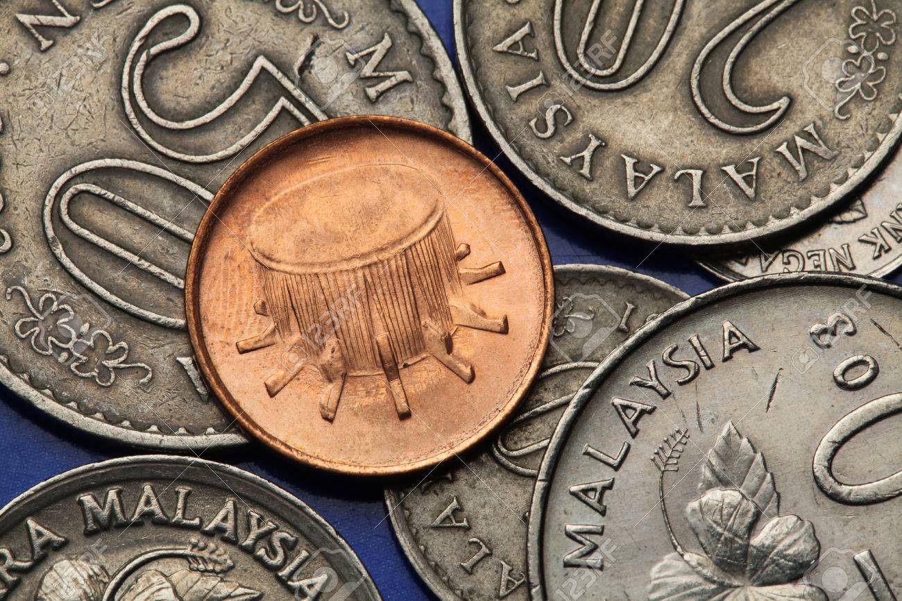 マレーシアのコイン。マレーのタンバリンでは、マレーシア 1 セン硬貨に描かれているルバナ Ubi と呼ばれます。の写真素材・画像素材 Image  32098443