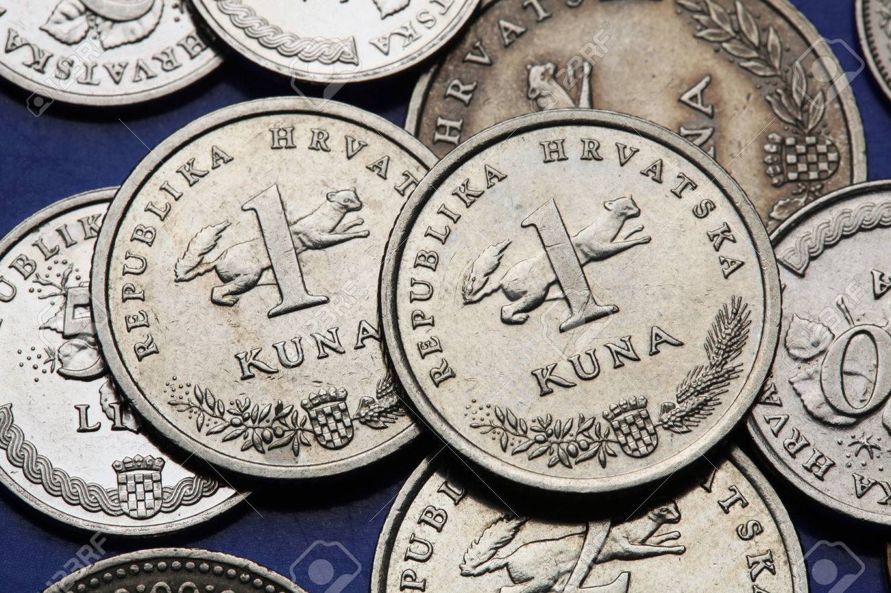 クロアチアのコイン。クロアチアの国民の紋章付き外衣とテン (火曜日火曜日) クロアチアの Kuna ワンコインで描かれています。の写真素材・画像素材  Image 32256352