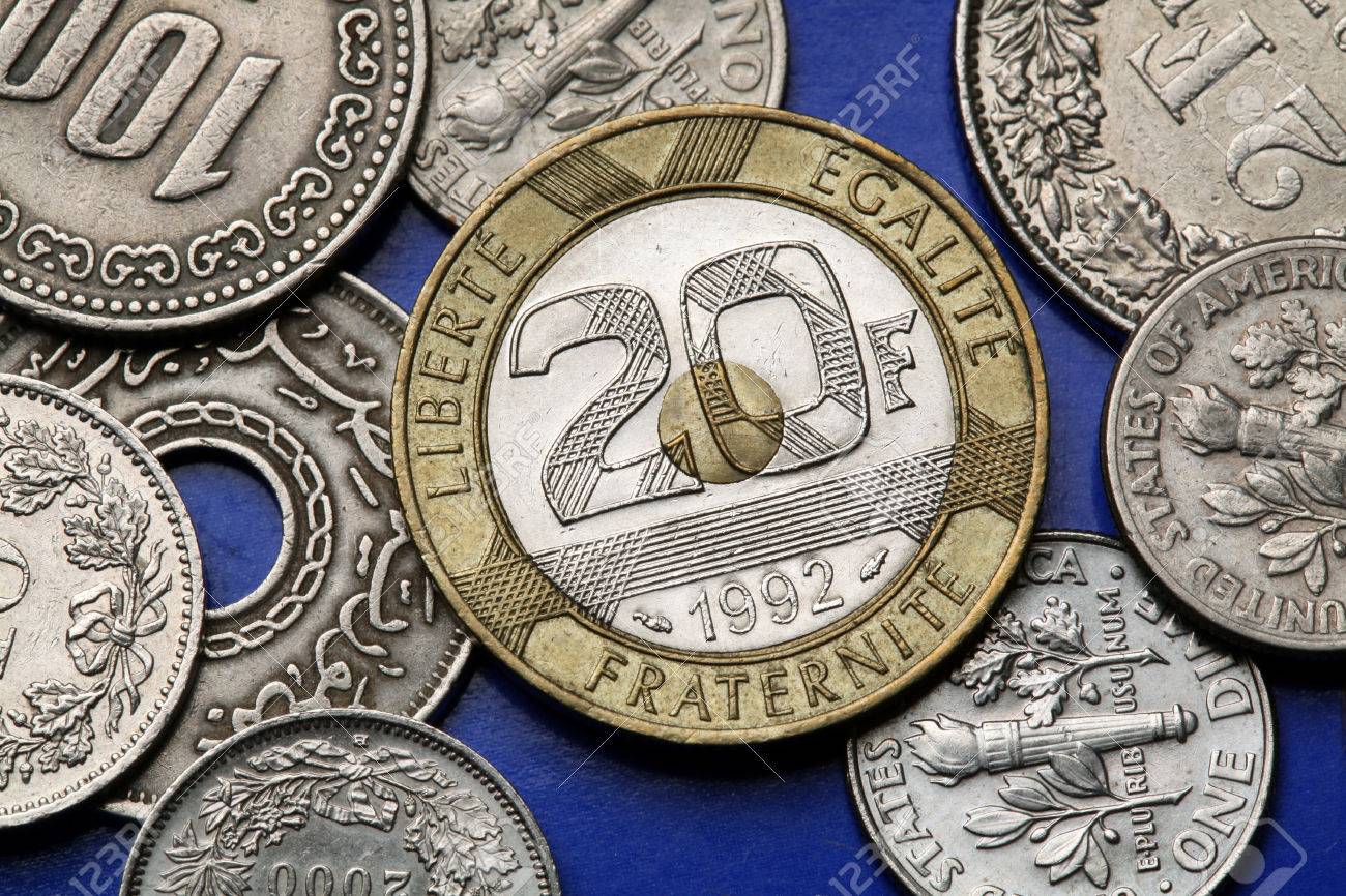 ♯フランス共和国:旧50フラン札と20centimes硬貨のセット ♯フランス