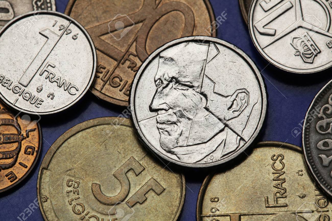 ベルギーの硬貨 キング ボードウィン ベルギーはベルギー フラン硬貨に描かれています の写真素材 画像素材 Image