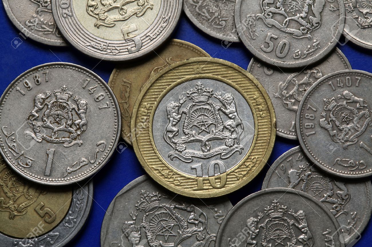 モロッコのコイン。モロッコ ・ ディルハム硬貨に描かれているモロッコの国章の写真素材・画像素材 Image 33974664