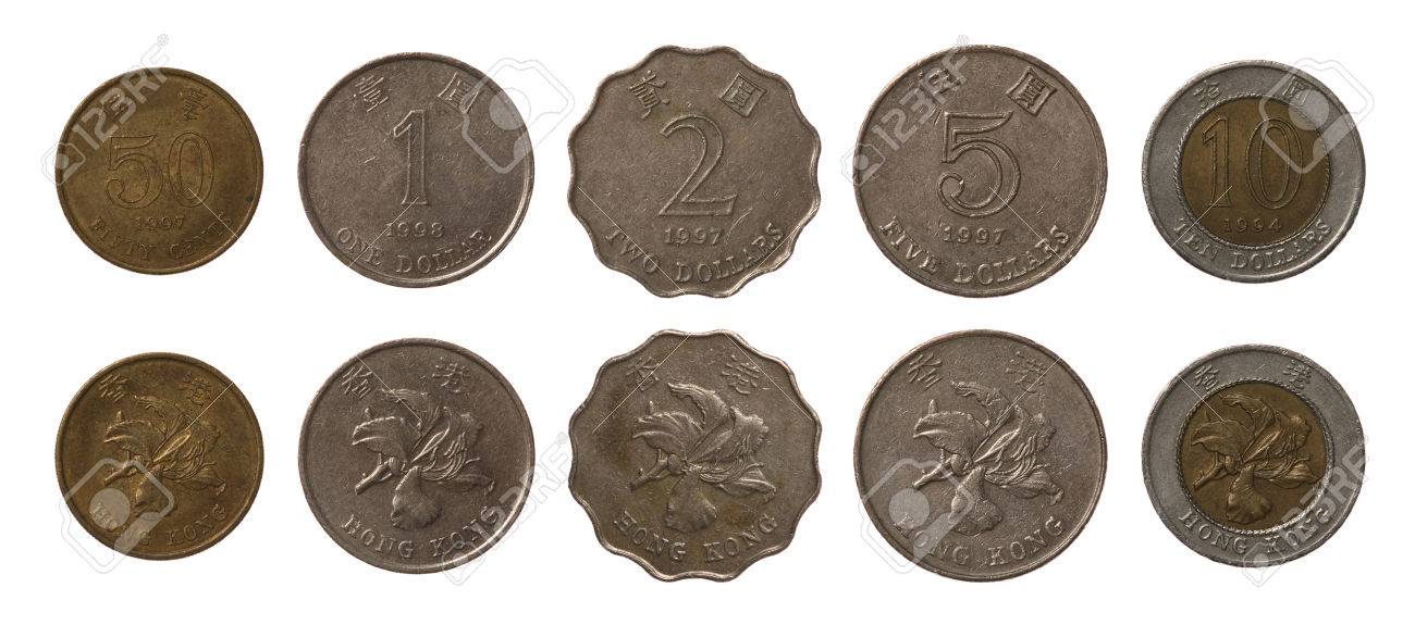 香港ドルコインを白で隔離のセットの写真素材・画像素材 Image