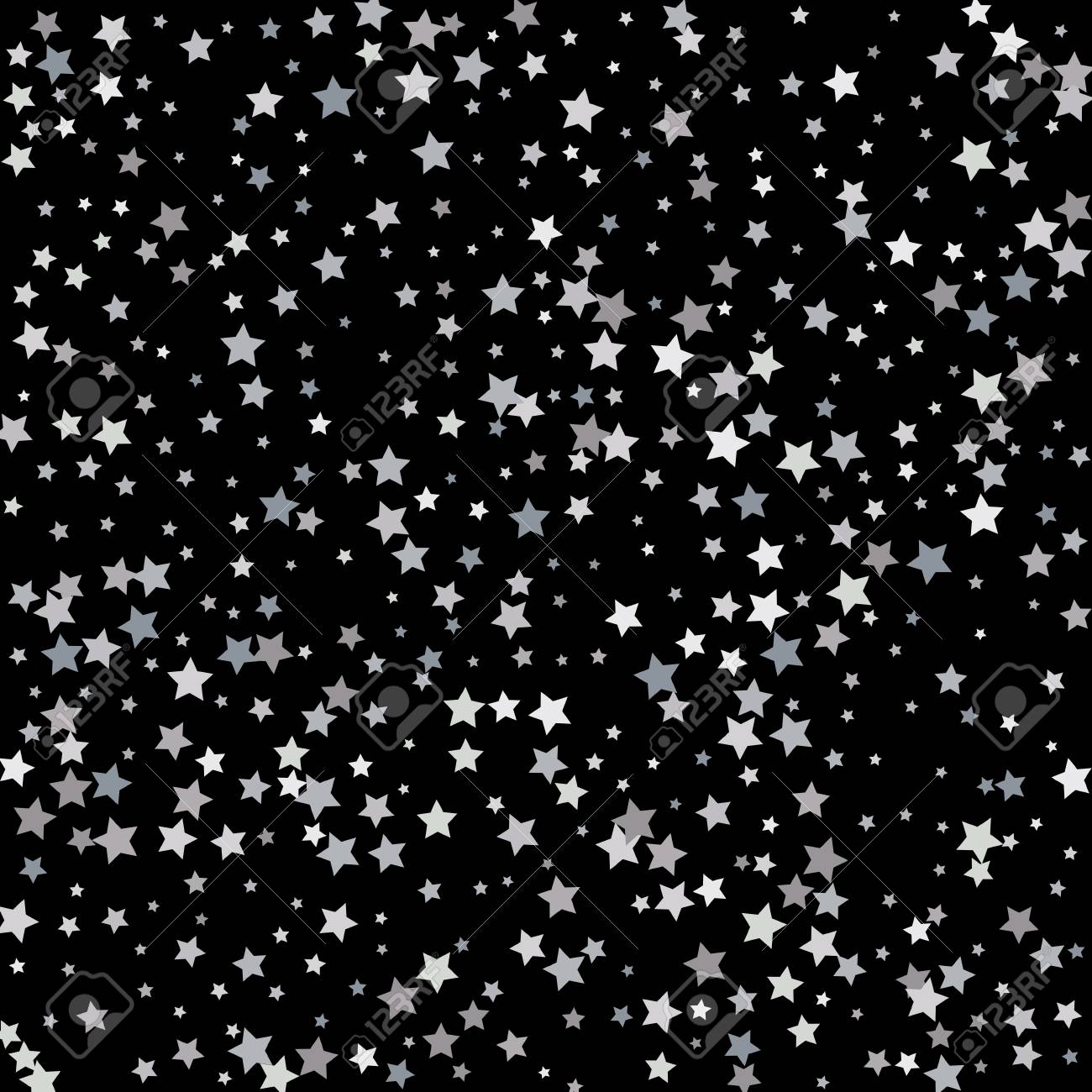 黒い背景に空から落ちる銀色の星。抽象的な背景。バナーやホリデー 
