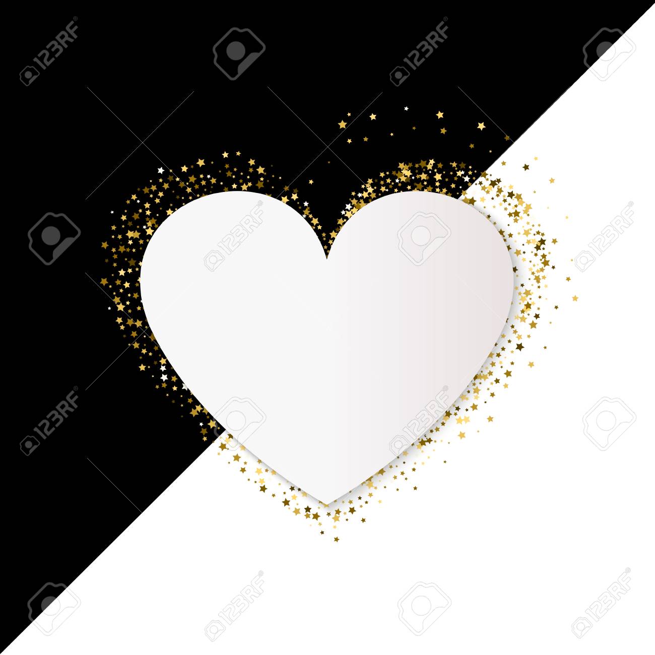白と黒の背景にゴールデンハートベクトルバナー ゴールドキラキラハート バナーカードvip専用ギフトプレゼント豪華特典バウチャーストアプレゼントショッピング用ゴールドテンプレートハート のイラスト素材 ベクタ Image