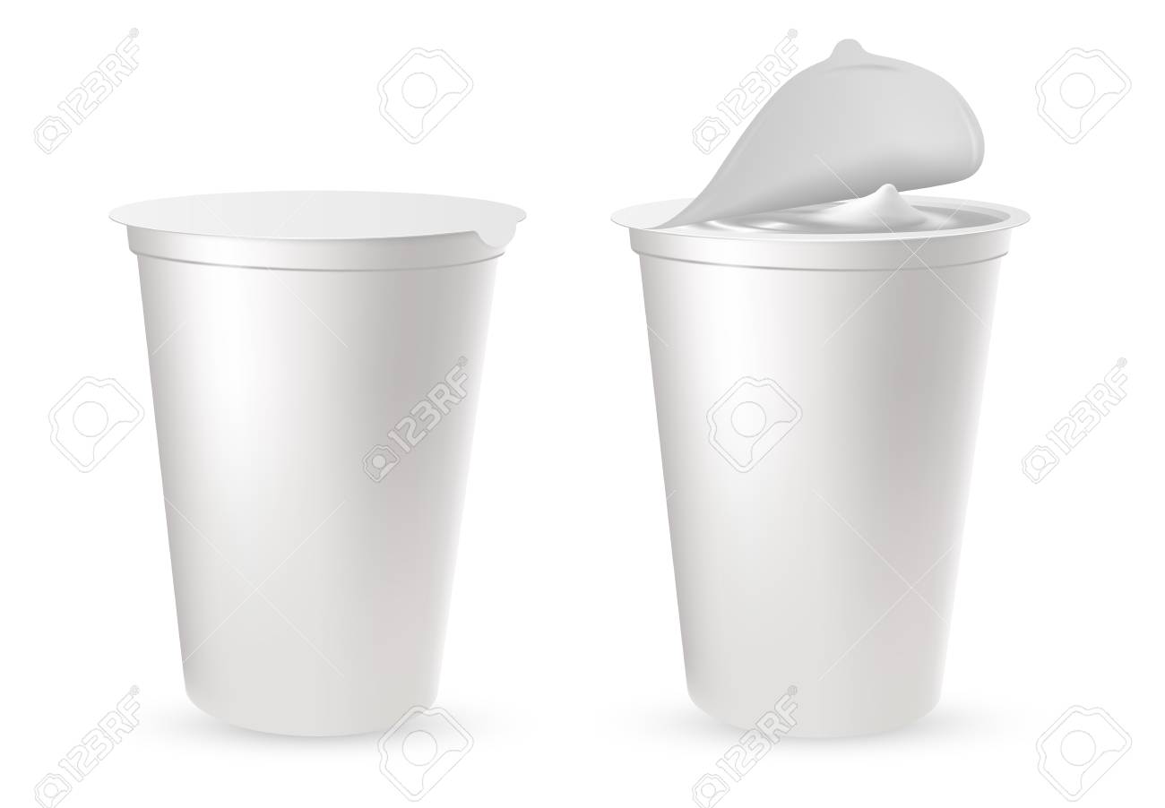 Download Realistic Plastic Packages For Yogurt Dairy Sour Cream Or Mayonnaise Royalty Free Cliparts Vectors And Stock Illustration Image 124739052