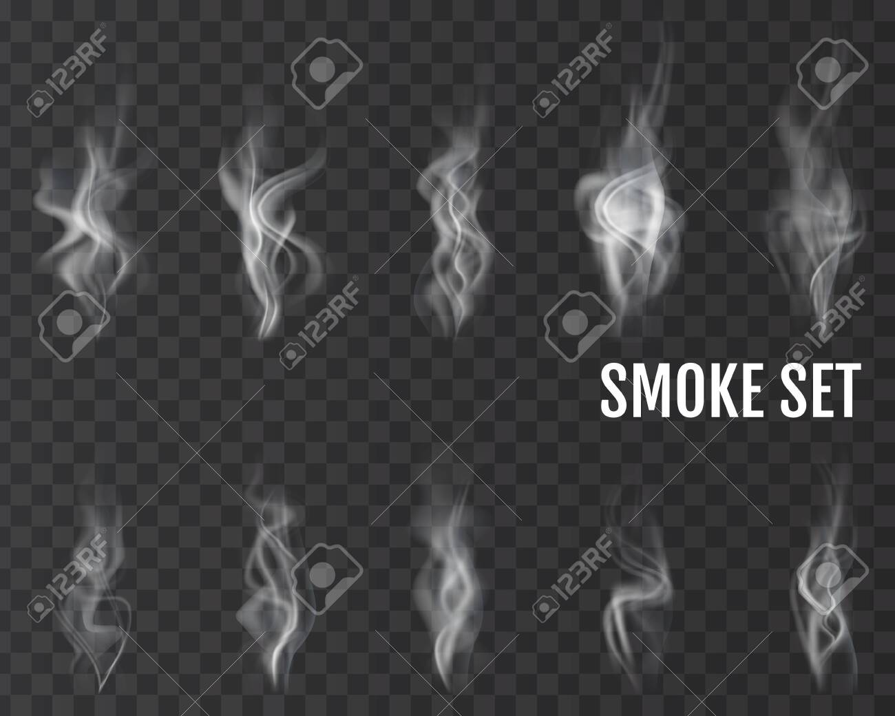 Realistic cigarette smoke waves. Vector. - 156872000 Realistic cigarette smoke waves. Vector. - 156872000