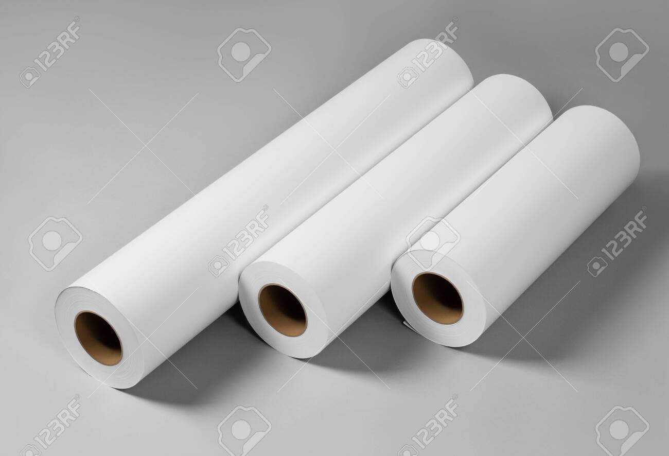 Download Blank White Paper Rolls Isolated On Gray Background Mockup Paper Stock Photo Picture And Royalty Free Image Image 129952613