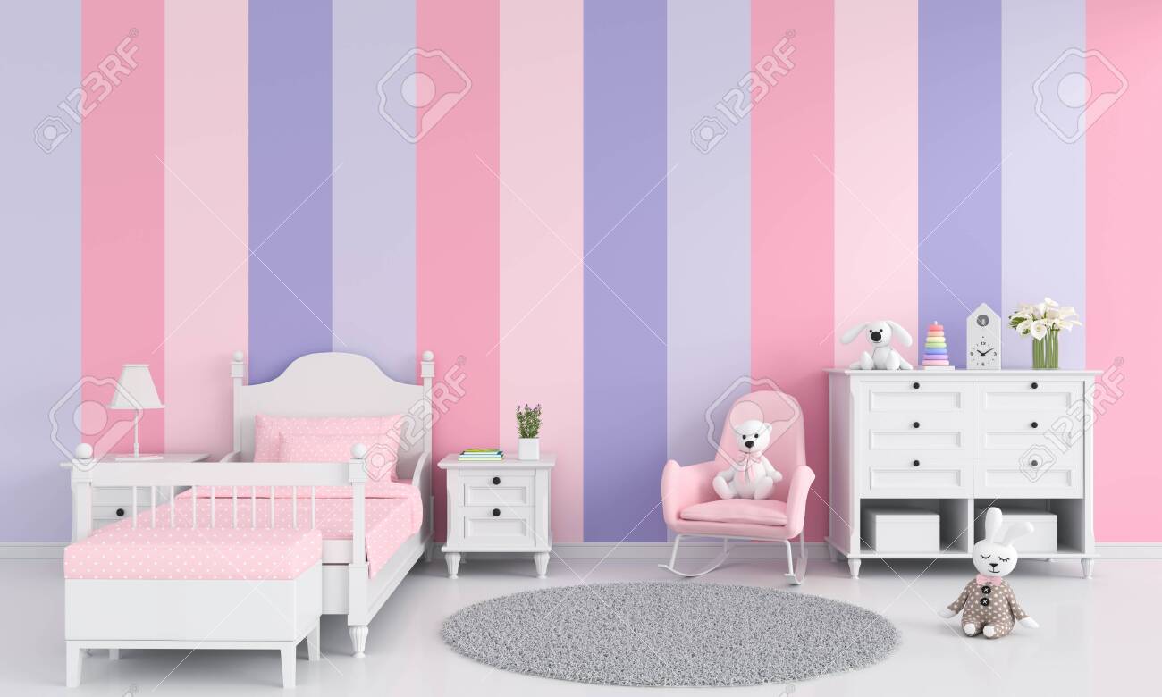 Girl Child Bedroom Interior For Mockup 3d Rendering Stock Photo Picture And Royalty Free Image Image 129265324