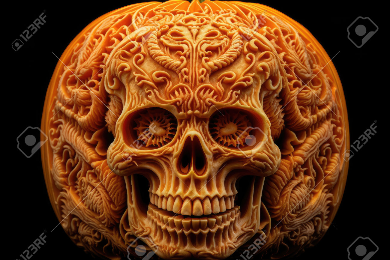 Skull 2024 carved pumpkin