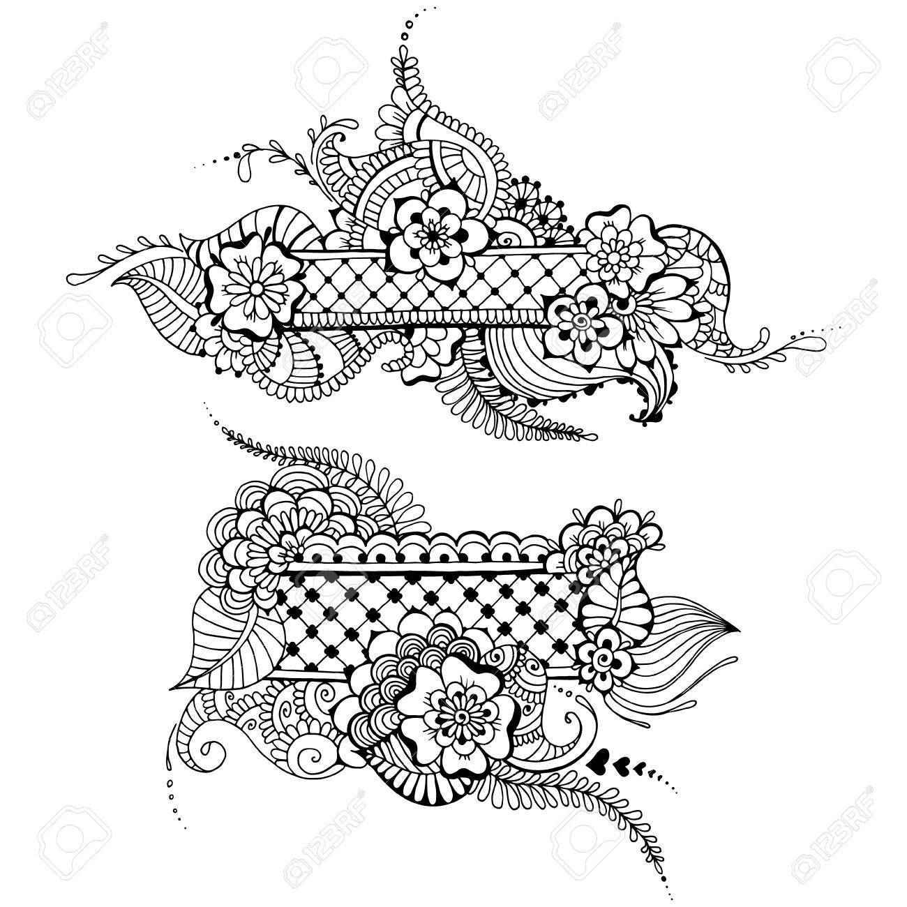 templates for tattoo design with mehndi elements royalty free