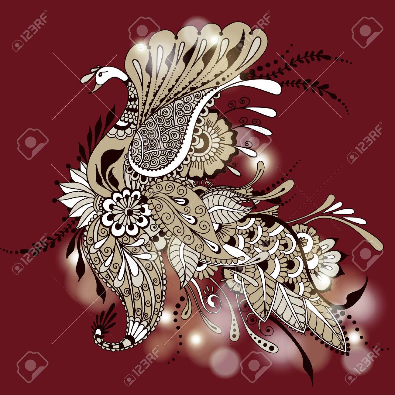 一時的な刺青スタイルを孔雀します 伝統的なインドの装飾的なデザイン あなたデザインの壁紙 Web ページの背景テクスチャに使用できます のイラスト素材 ベクタ Image 一時的な刺青スタイルを孔雀します 伝統的なインドの装飾的なデザイン あなたデザインの壁紙 Web ページの背景テクスチャに使用できます のイラスト素材 ベクタ Image