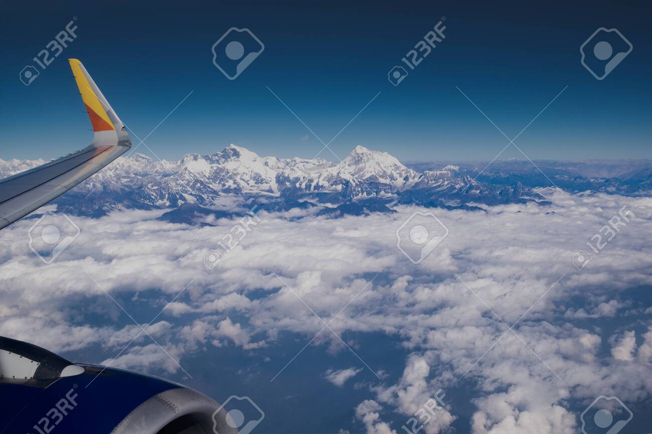Himalayas Ridge. Mount Everest Aerial View From Airplane In Nepal Country  Side Stock Photo, Picture and Royalty Free Image. Image 120317710.