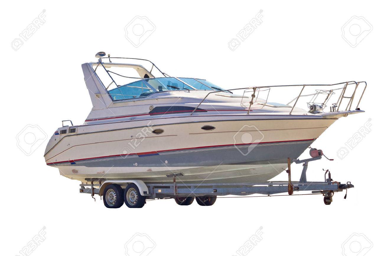 Boat (yacht) on a trailer isolated on white background - 35904643 Boat (yacht) on a trailer isolated on white background - 35904643