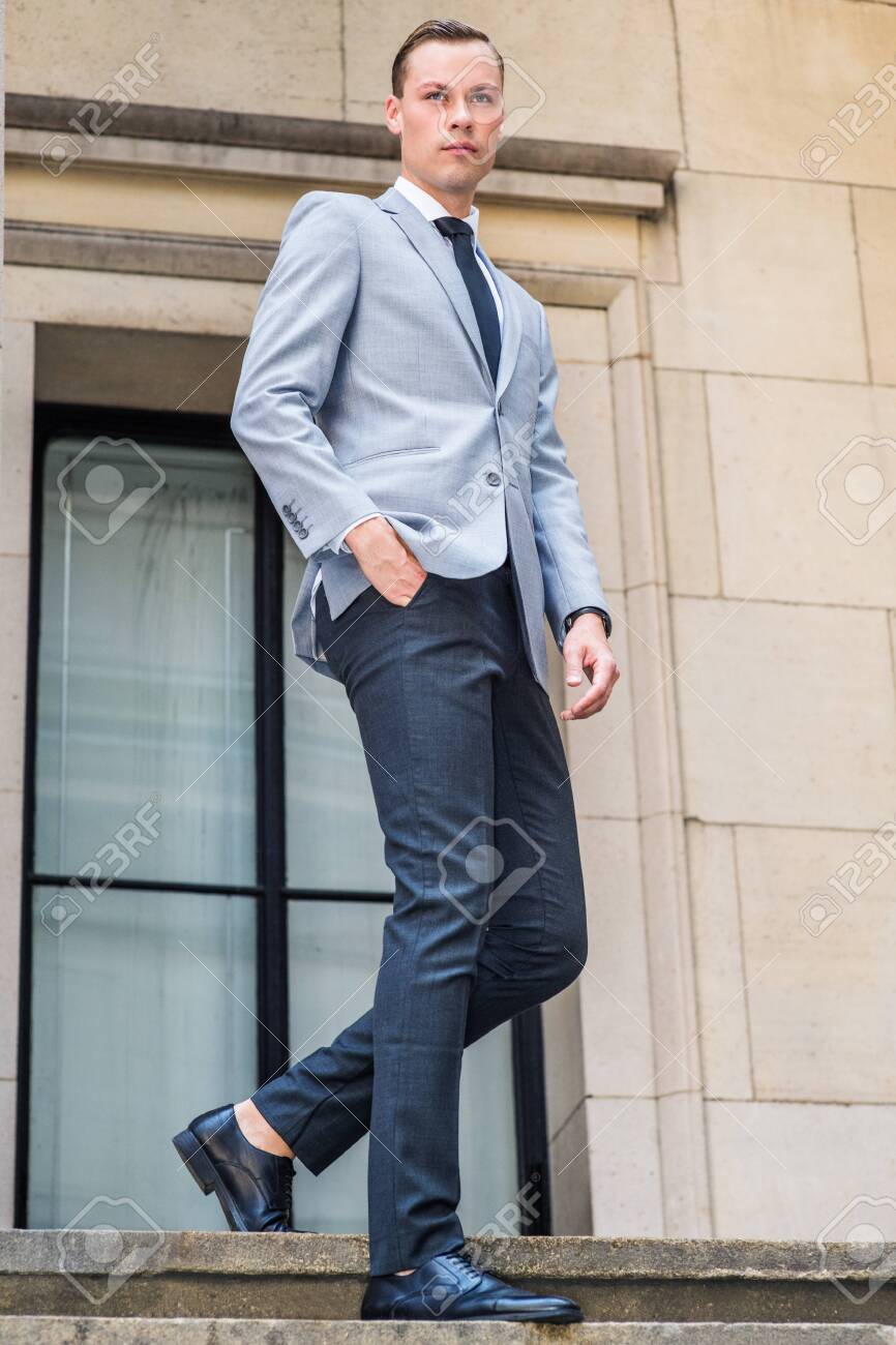 black pants with gray blazer