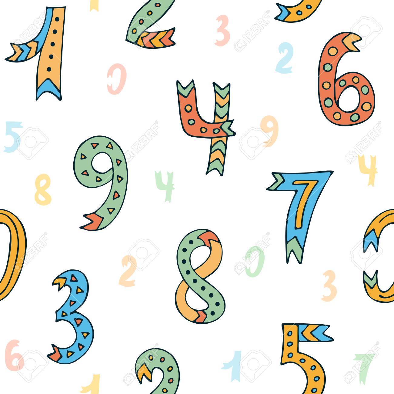 白い背景に手書きの数字を持つシームレスなパターン 子供のためのかわいいカラフルな数字の数学的背景 ウェブ サイト デザイン アート バナー ポスター プリントなどの手描きベクトルイラスト のイラスト素材 ベクタ Image 白い背景に手書きの数字を持つシームレスなパターン 子供のためのかわいいカラフルな数字の数学的背景 ウェブ サイト デザイン アート バナー ポスター プリントなどの手描きベクトルイラスト のイラスト素材 ベクタ Image