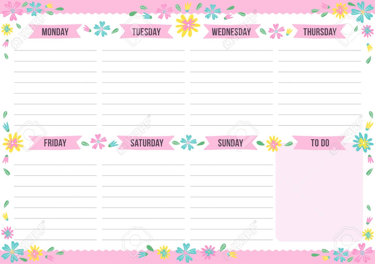 cute-weekly-planner-with-drawn-flower-template-with-place-for-notes-vector-illustration-for-print-office-school-royalty-free-svg-cliparts-vectors-and-stock-illustration-image-111372893 for Cute Weekly Planner Printable Free Cute Weekly Planner With Drawn Flower. Template With Place For Notes. Vector Illustration For Print, Office, School. Royalty Free SVG, Cliparts, Vectors, and Stock Illustration. Image 111372893. for Cute Weekly Planner Printable Free