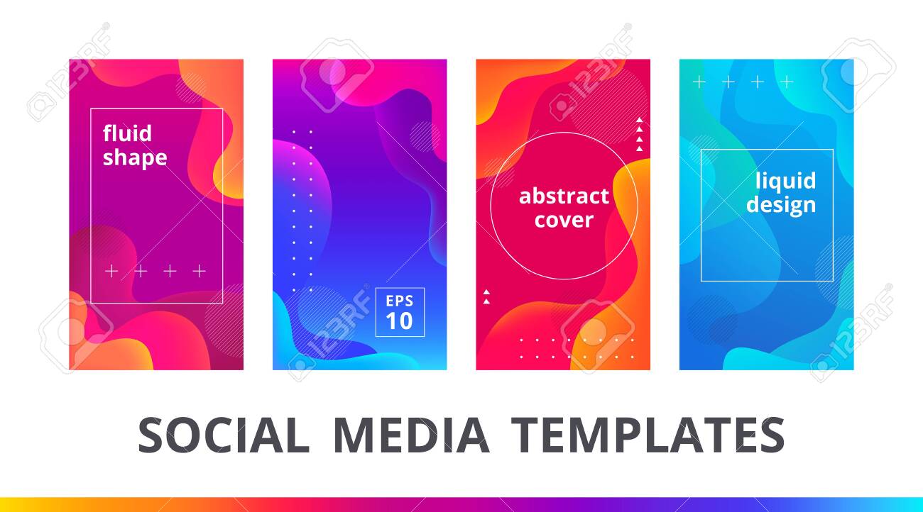 Download Set Of Frame And Post Editable Templates D Olorful Gradient Mockup With Fluid Shape For Personal Blog Or Shop Social Media Banner Liquid Design Backgrounds Vector Illustration Royalty Free Cliparts Vectors And Stock