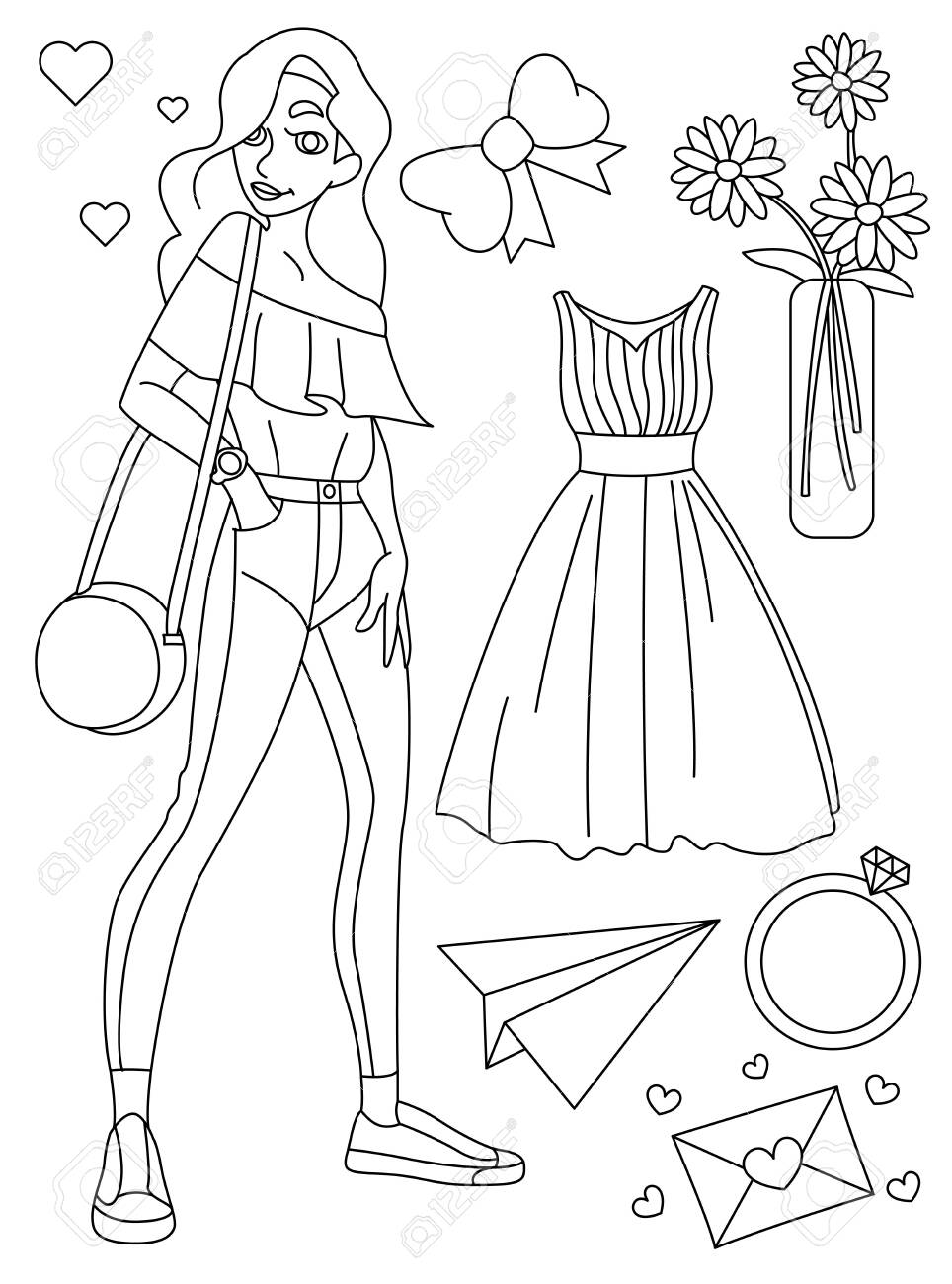 50 Collection Cute Summer Girl Coloring Pages  Free