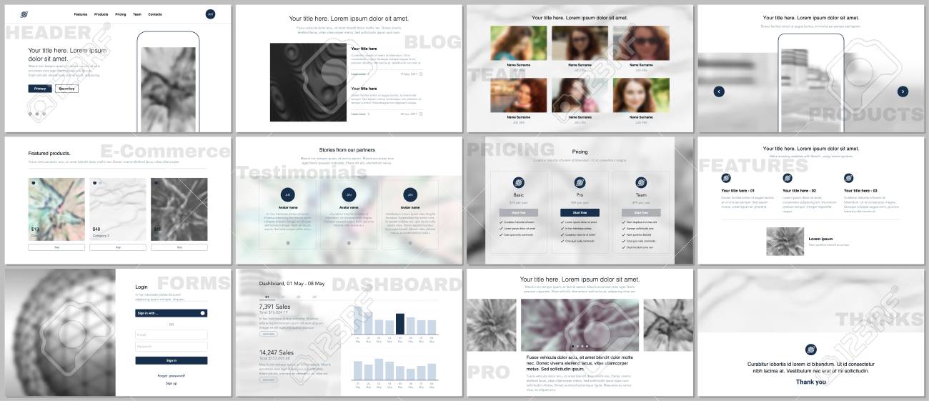 set of vector templates for website design minimal presentations