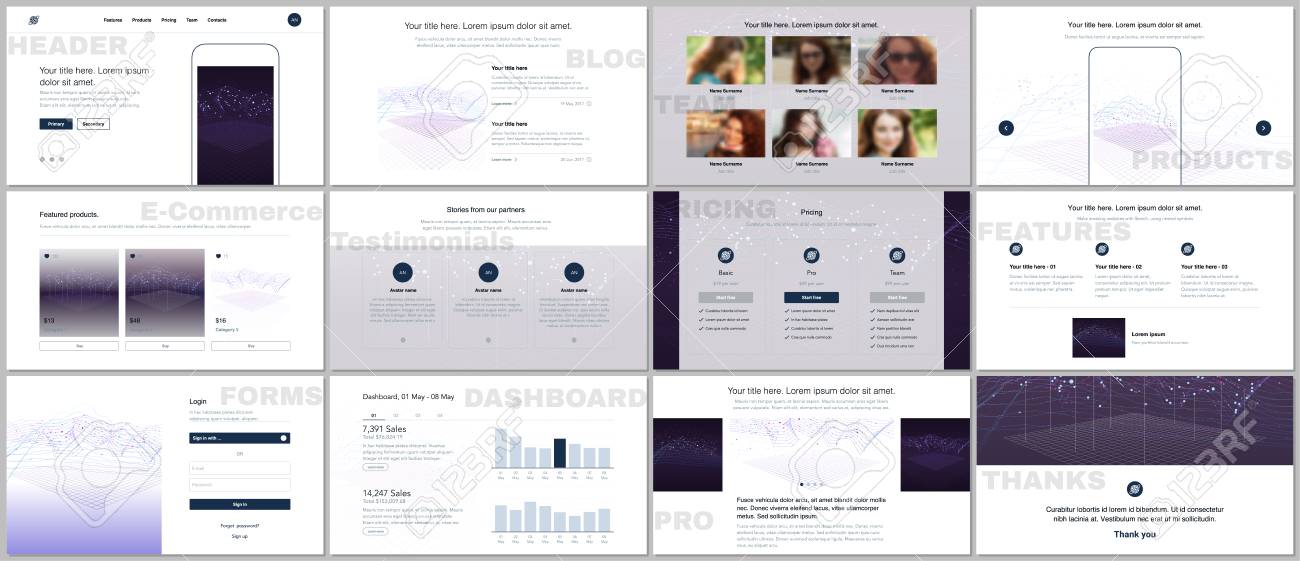 set of vector templates for website design minimal presentations