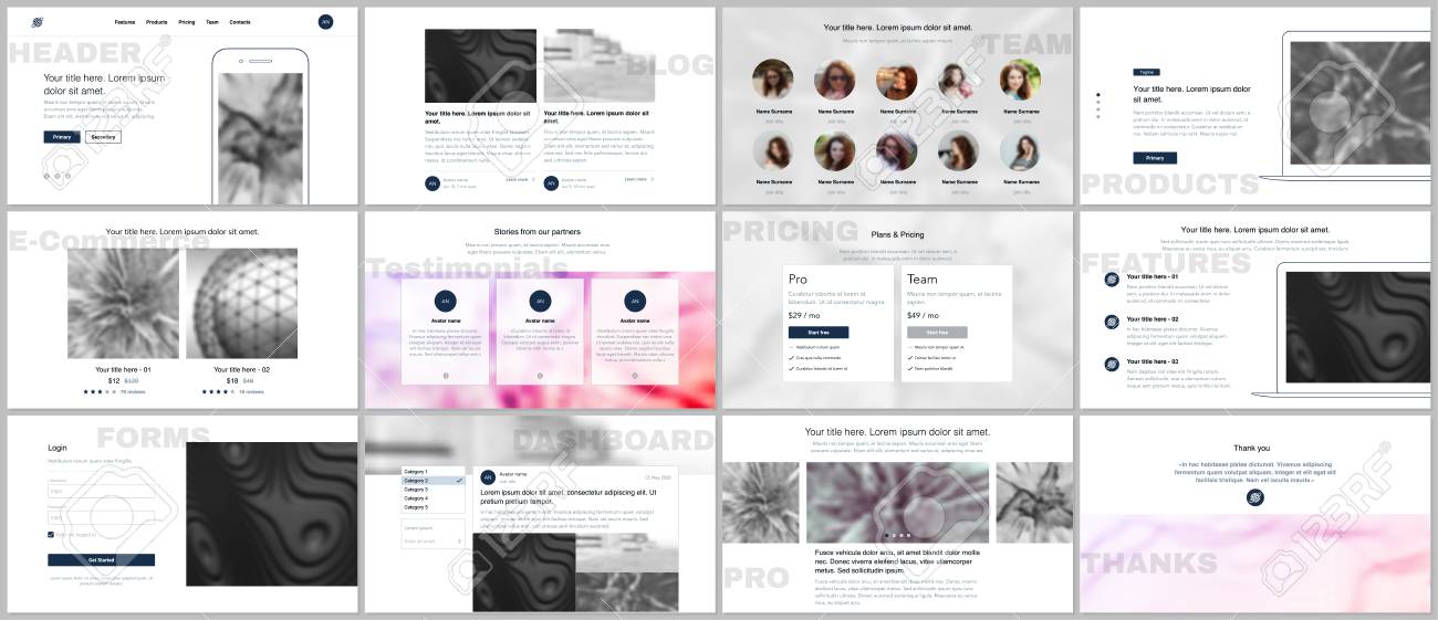 set of vector templates for website design minimal presentations