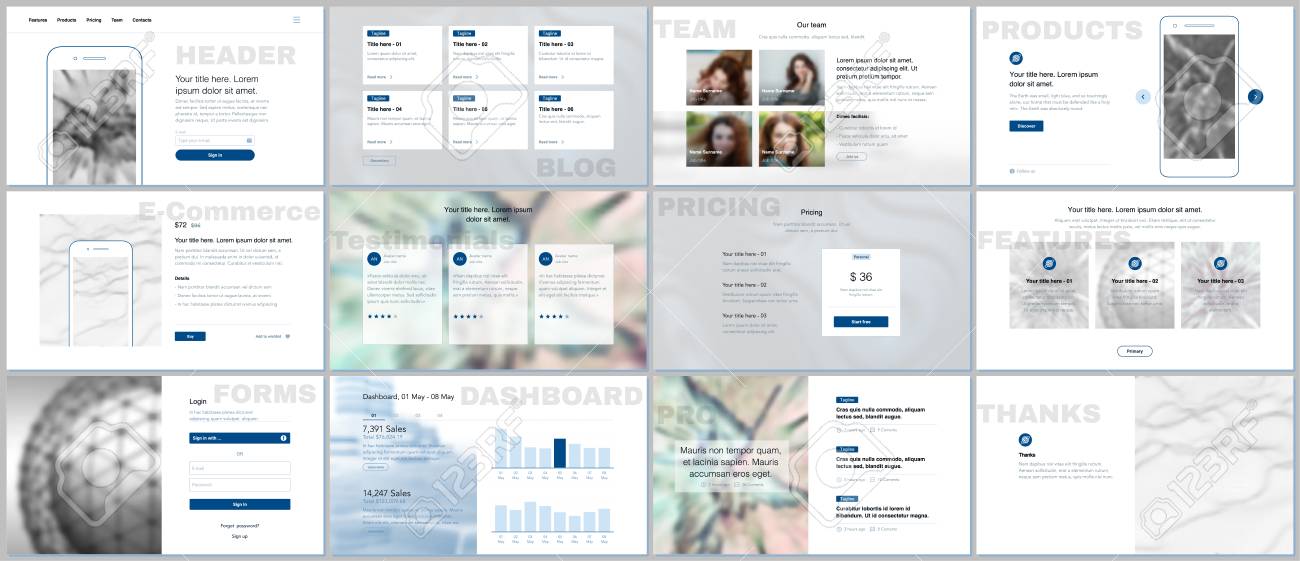 set of vector templates for website design minimal presentations