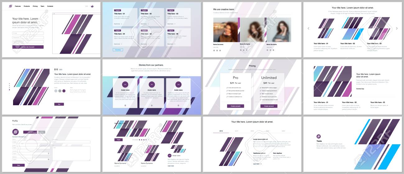 set of vector templates for website design minimal presentations
