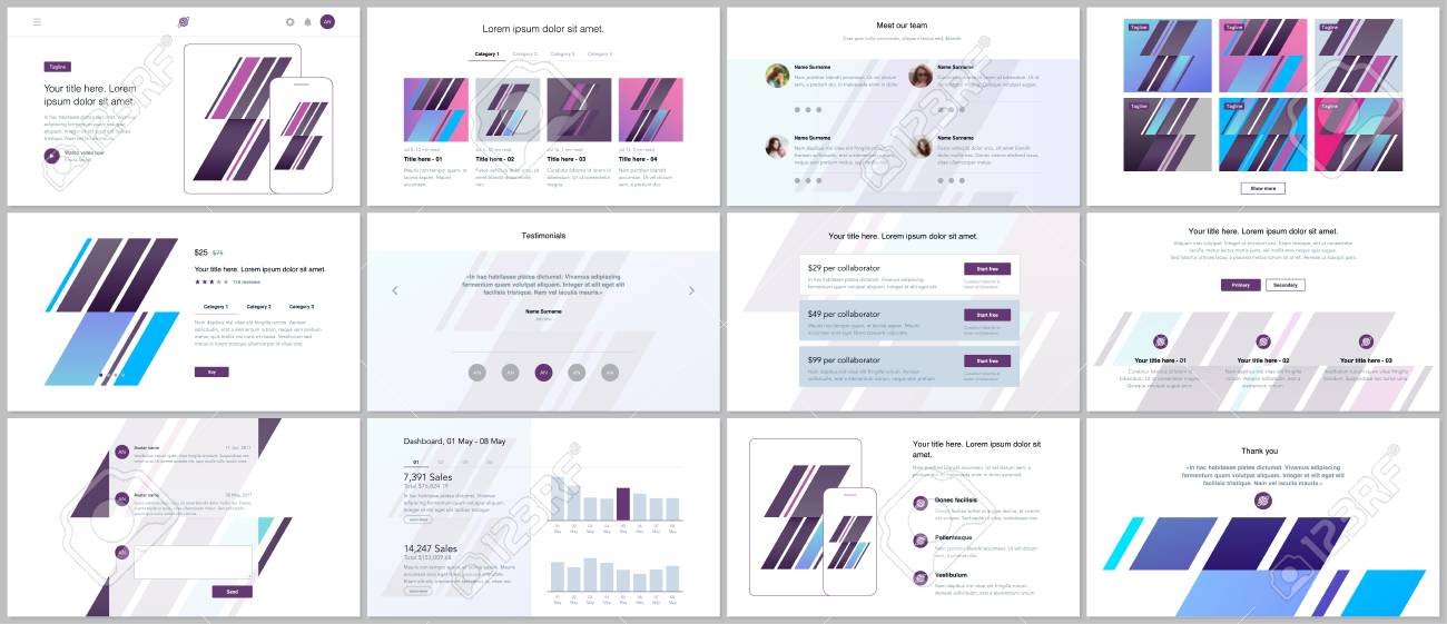 set of vector templates for website design minimal presentations
